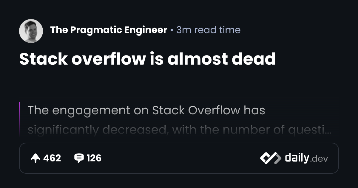 Stack overflow is almost dead | daily.dev