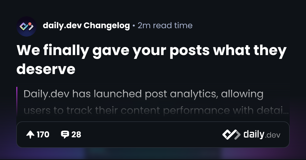 We finally gave your posts what they deserve | daily.dev