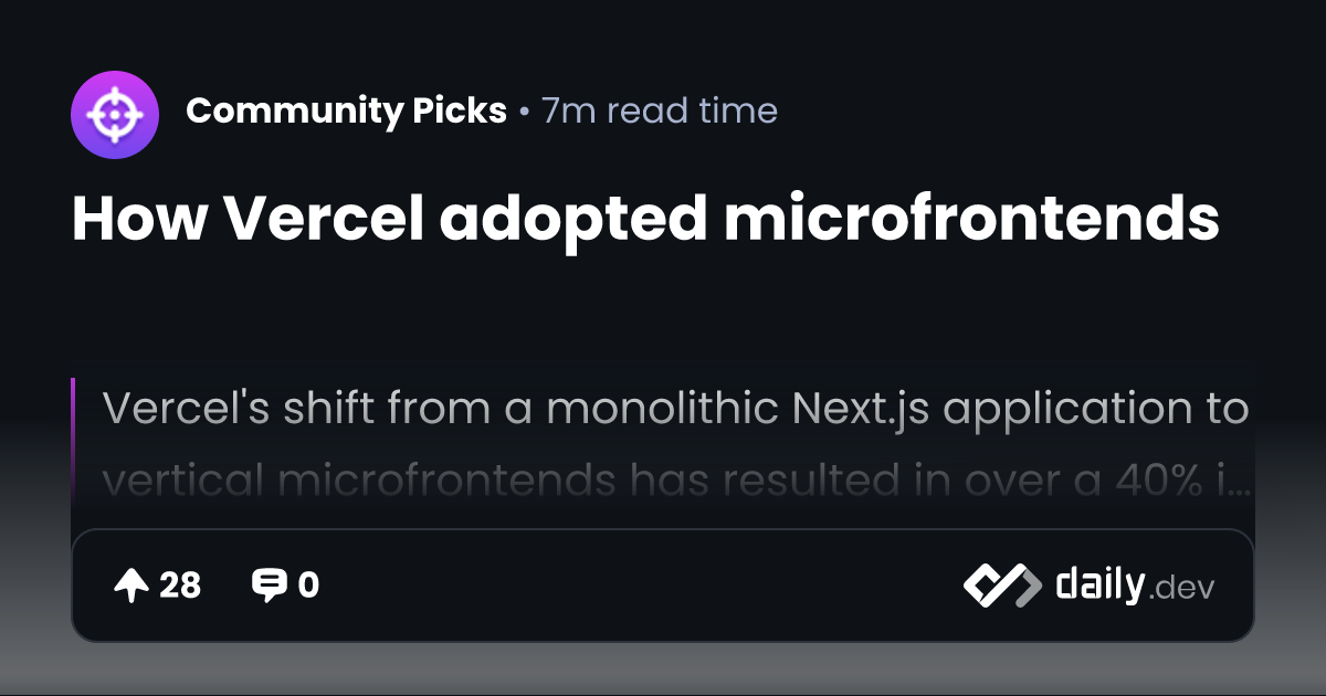 How Vercel adopted microfrontends | daily.dev