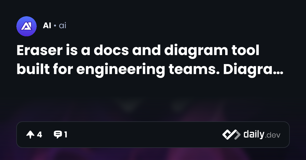 Eraser is a docs and diagram tool built for engineering teams. Diagrams ...