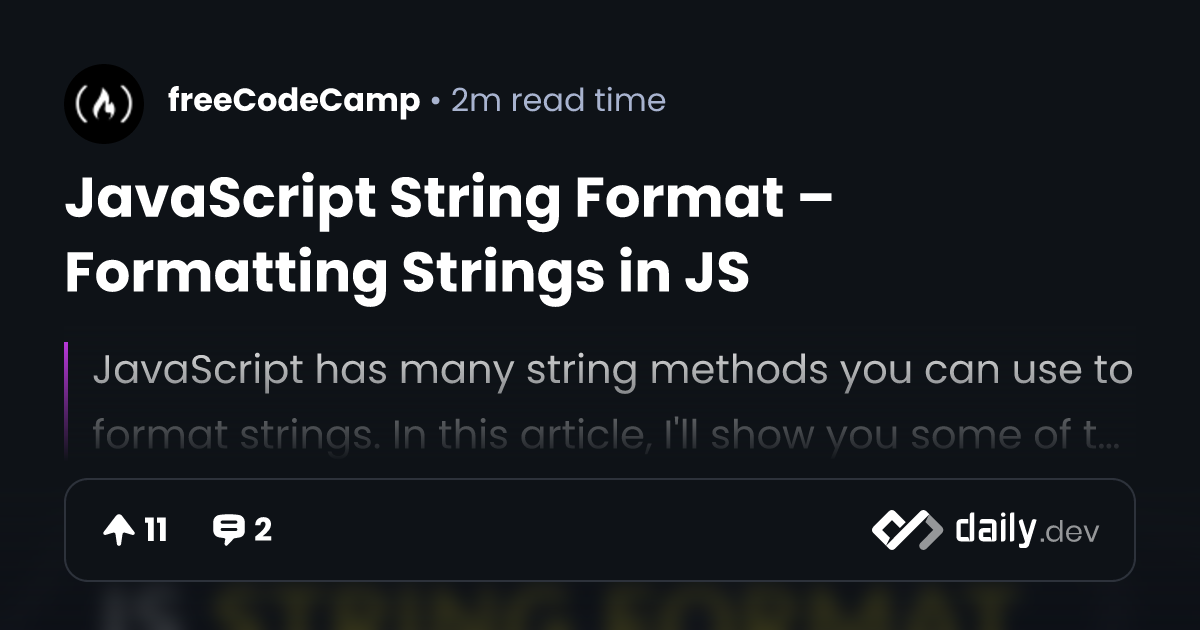 JavaScript String Format – Formatting Strings in JS