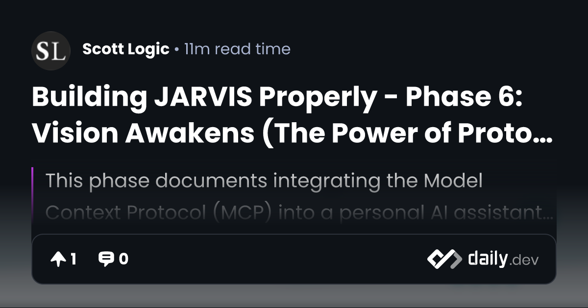 Building JARVIS Properly - Phase 6: Vision Awakens (The Power of ...