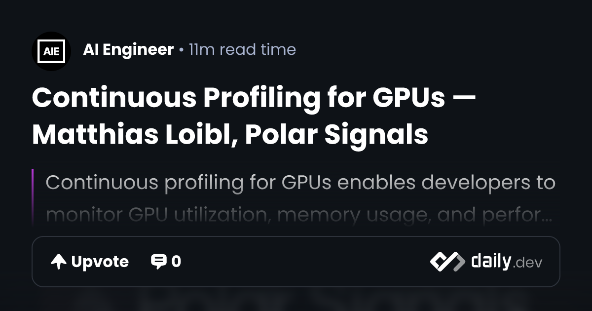 Continuous Profiling for GPUs — Matthias Loibl, Polar...