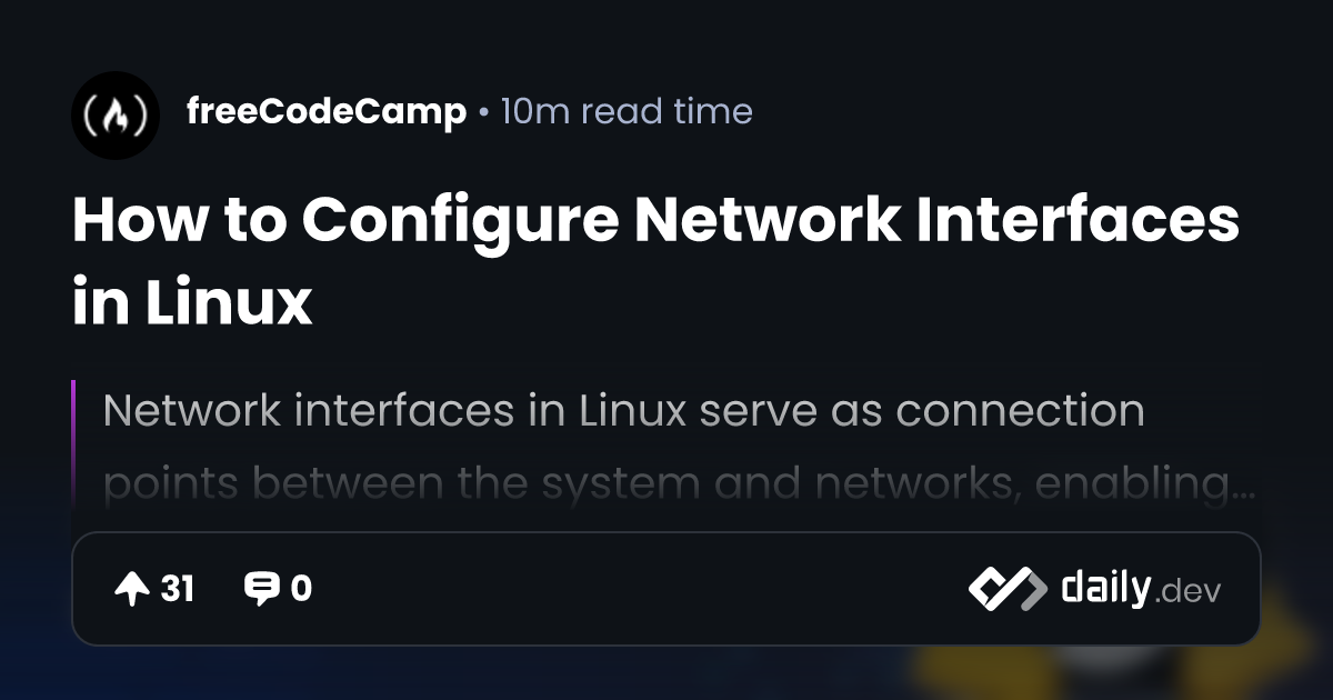 How to Configure Network Interfaces in Linux | daily.dev