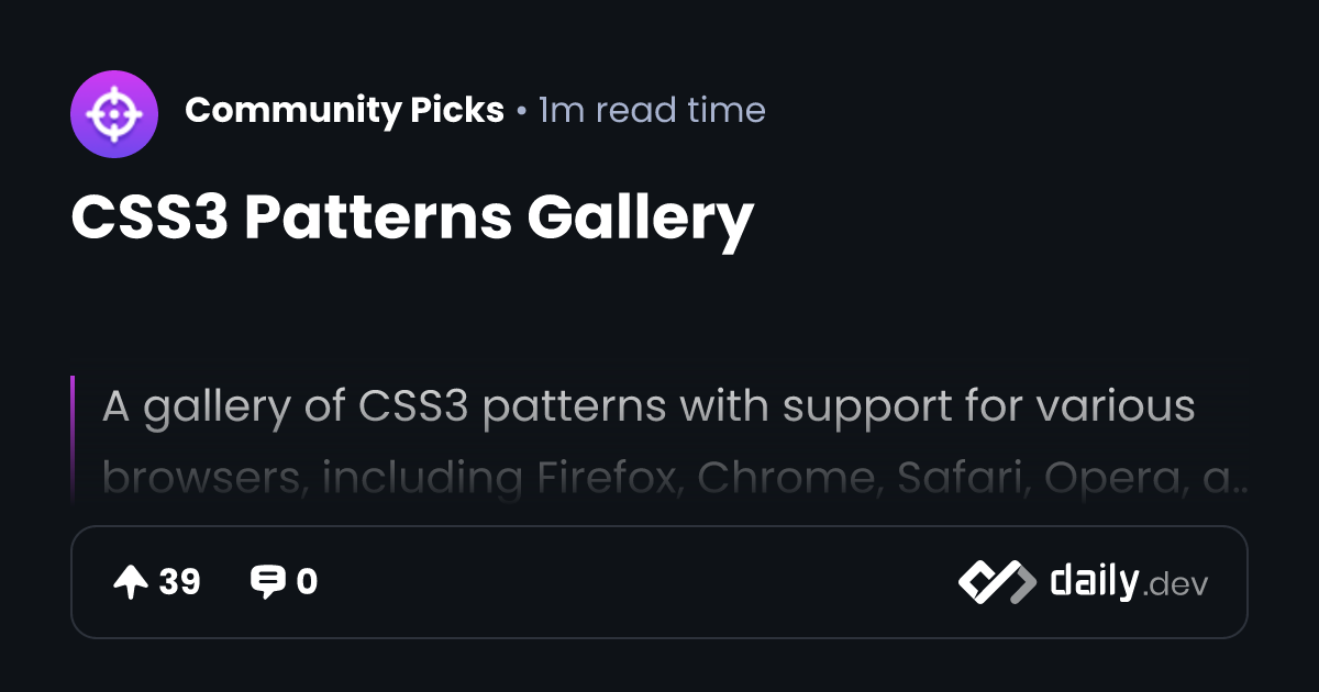 CSS3 Patterns Gallery | daily.dev