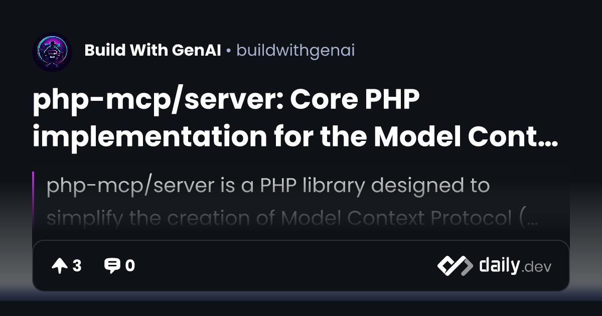 php-mcp/server: Core PHP implementation for the Model...