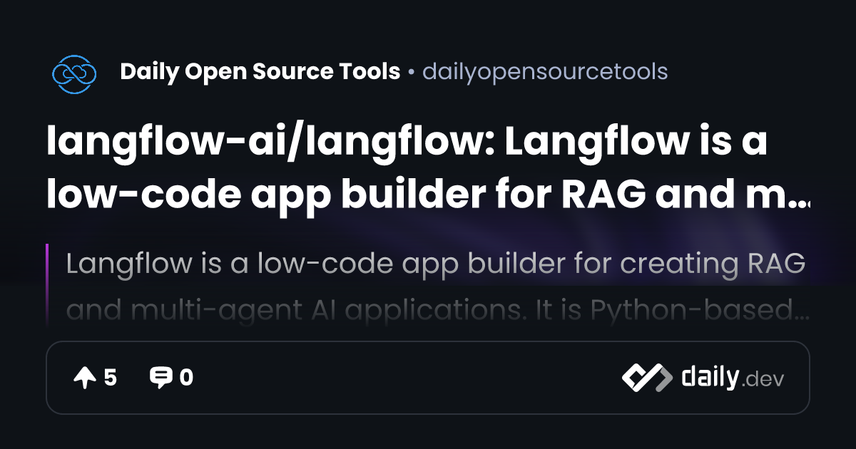 langflow-ai/langflow: Langflow is a low-code app builder...