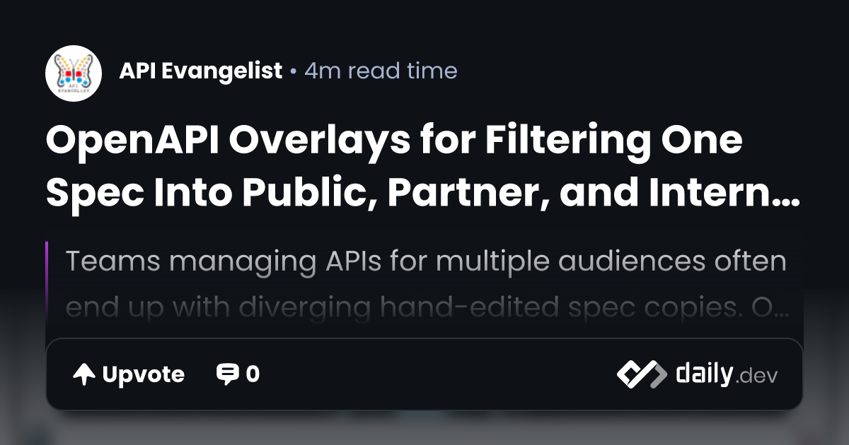 OpenAPI Overlays for Filtering One Spec Into Public,...