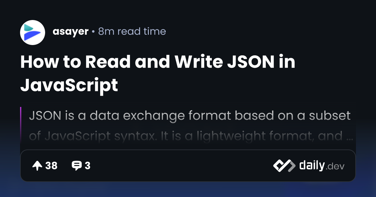 How to Read and Write JSON in JavaScript | daily.dev