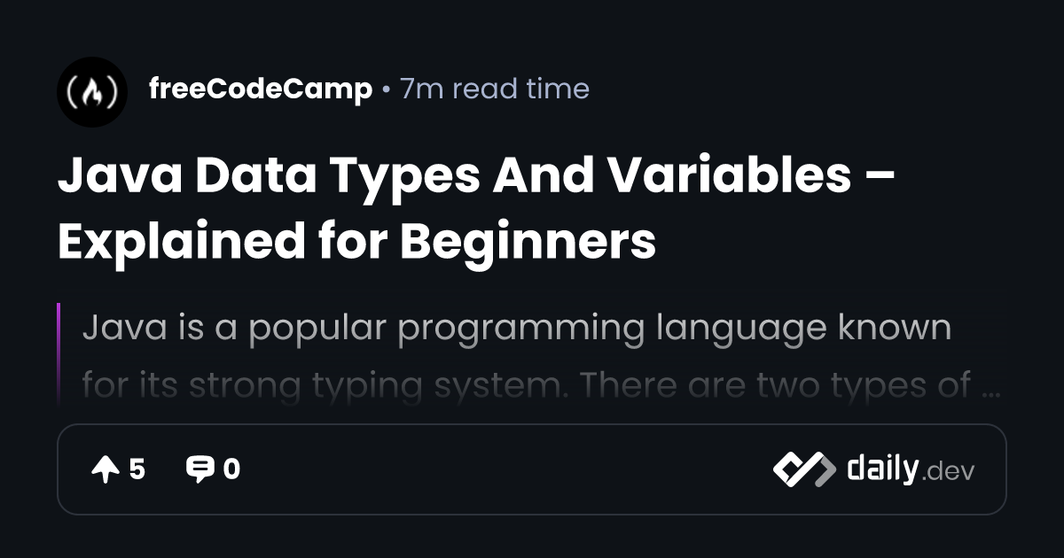 Java Data Types And Variables – Explained for Beginners | daily.dev