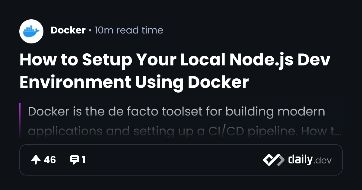How to Setup Your Local Node.js Dev Environment Using Docker