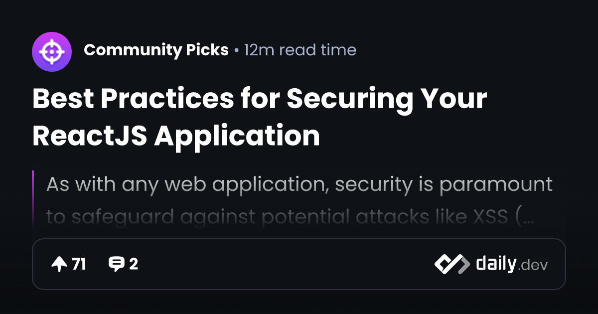 Best Practices for Securing Your ReactJS Application