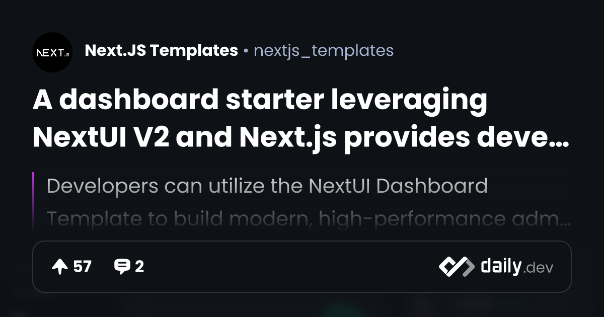 A dashboard starter leveraging NextUI V2 and Next.js...