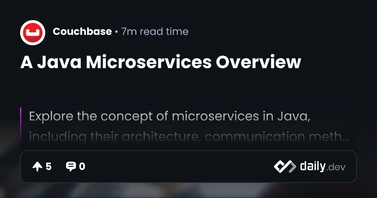 A Java Microservices Overview | daily.dev