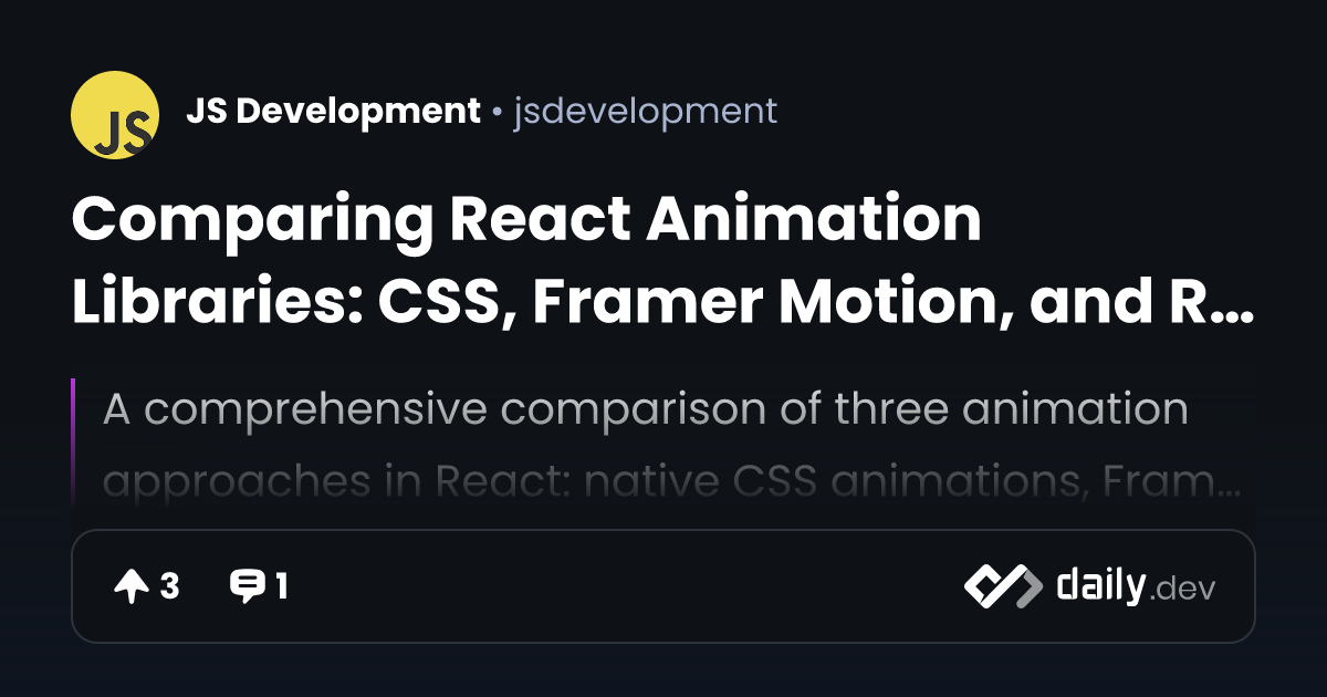 Comparing React Animation Libraries: CSS, Framer Motion, and React ...