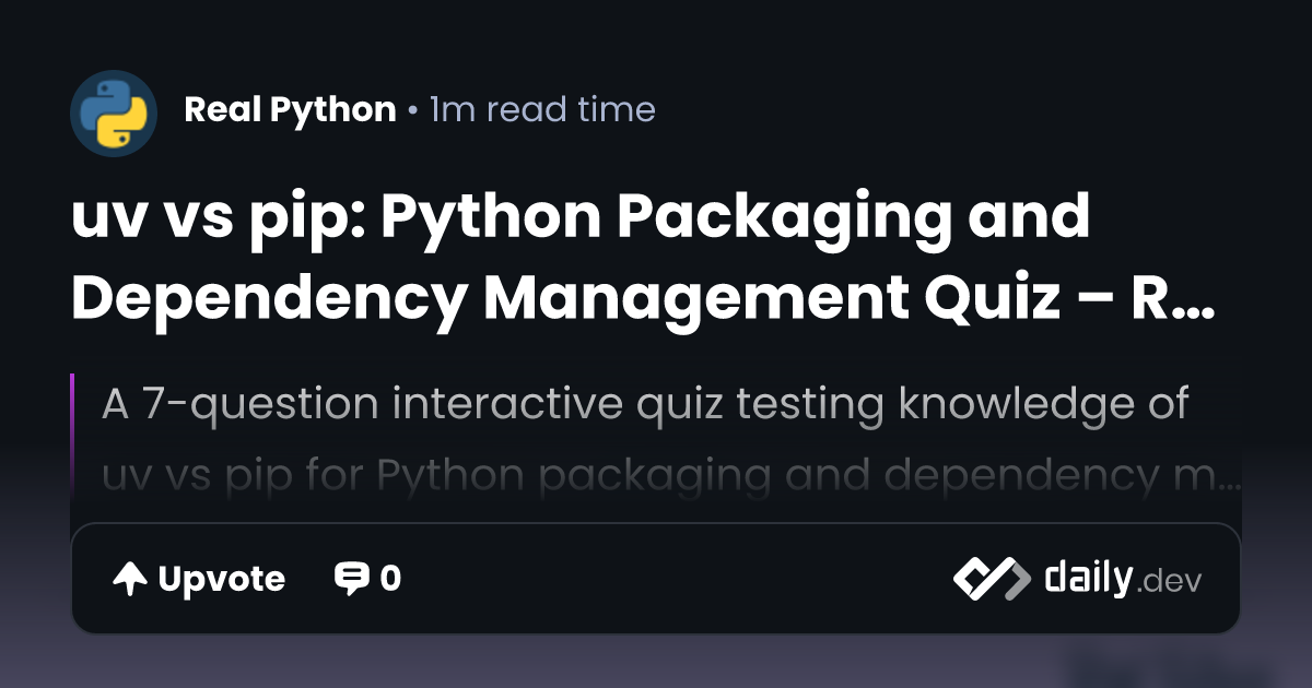 uv vs pip: Python Packaging and Dependency Management...