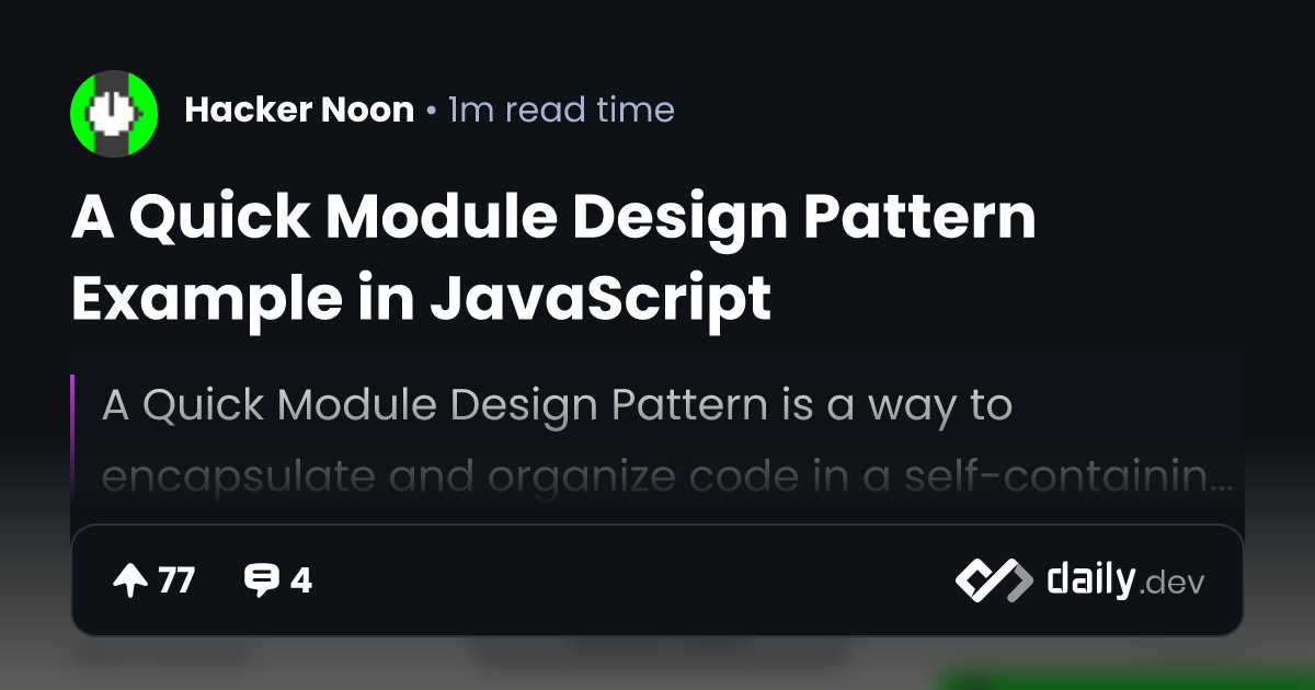 A Quick Module Design Pattern Example in JavaScript