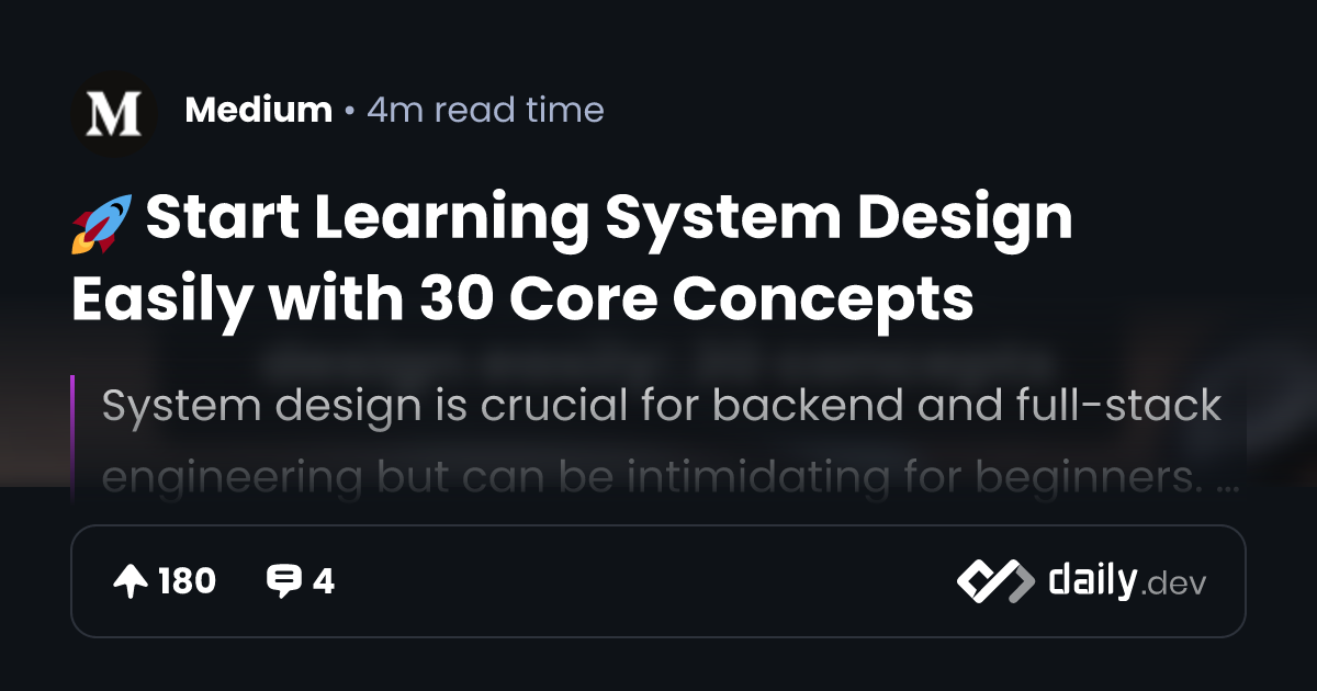 🚀 Start Learning System Design Easily with 30 Core Concepts
