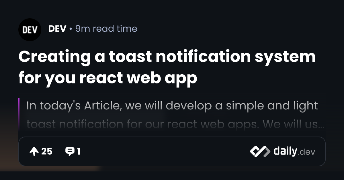 Creating a toast notification system for you react web app