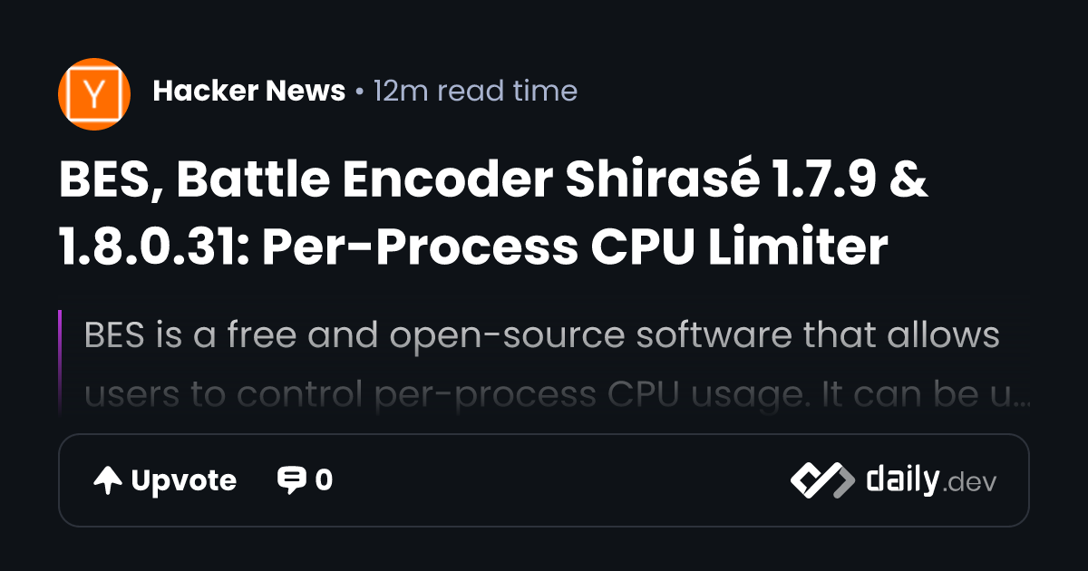 BES, Battle Encoder Shirasé 1.7.9 & 1.8.0.31 PerProcess CPU Limiter