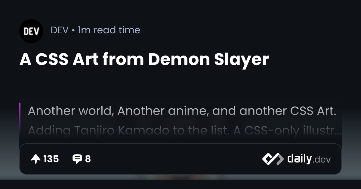 T. Afif @ CSS Challenges on X: 🎨 CSS Art I am adding a demon slayer to  the list. Take a deep breath and say hello to 𝗧𝗮𝗻𝗷𝗶𝗿𝗼 𝗞𝗮𝗺𝗮𝗱𝗼  ⚔️ Demo