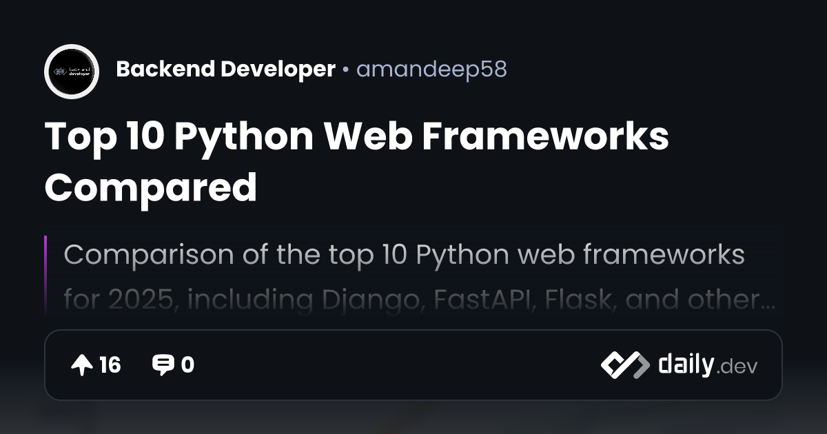 Top 10 Python Web Frameworks Compared | daily.dev