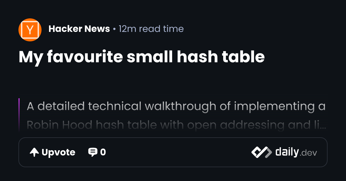 My favourite small hash table | daily.dev