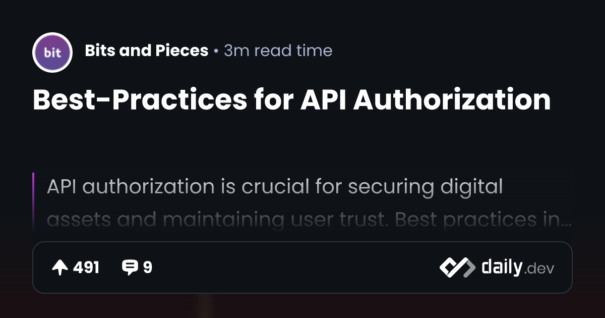Best-Practices for API Authorization | daily.dev