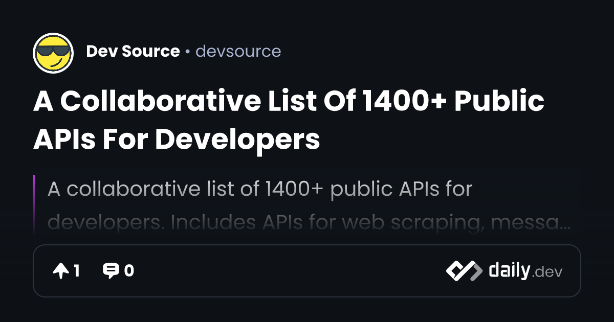 A Collaborative List Of 1400+ Public APIs For Developers