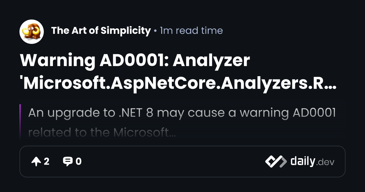Warning AD0001 Analyzer