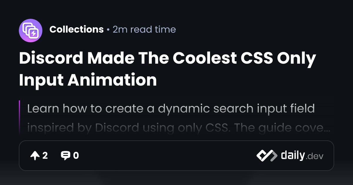 Discord Made The Coolest CSS Only Input Animation