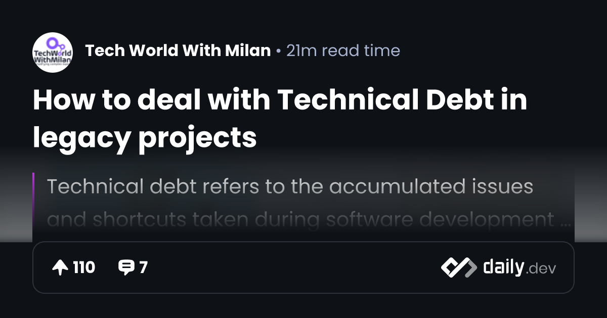 How to deal with Technical Debt in legacy projects
