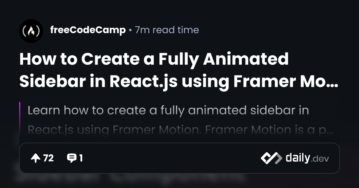How to Create a Fully Animated Sidebar in React.js using Framer Motion