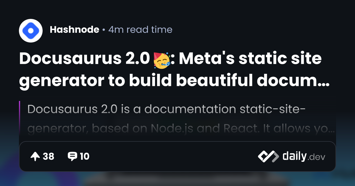 Docusaurus 2.0 🥳️: Meta's static site generator to...