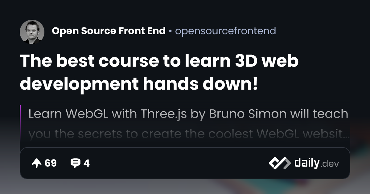 The best course to learn 3D web development hands down!