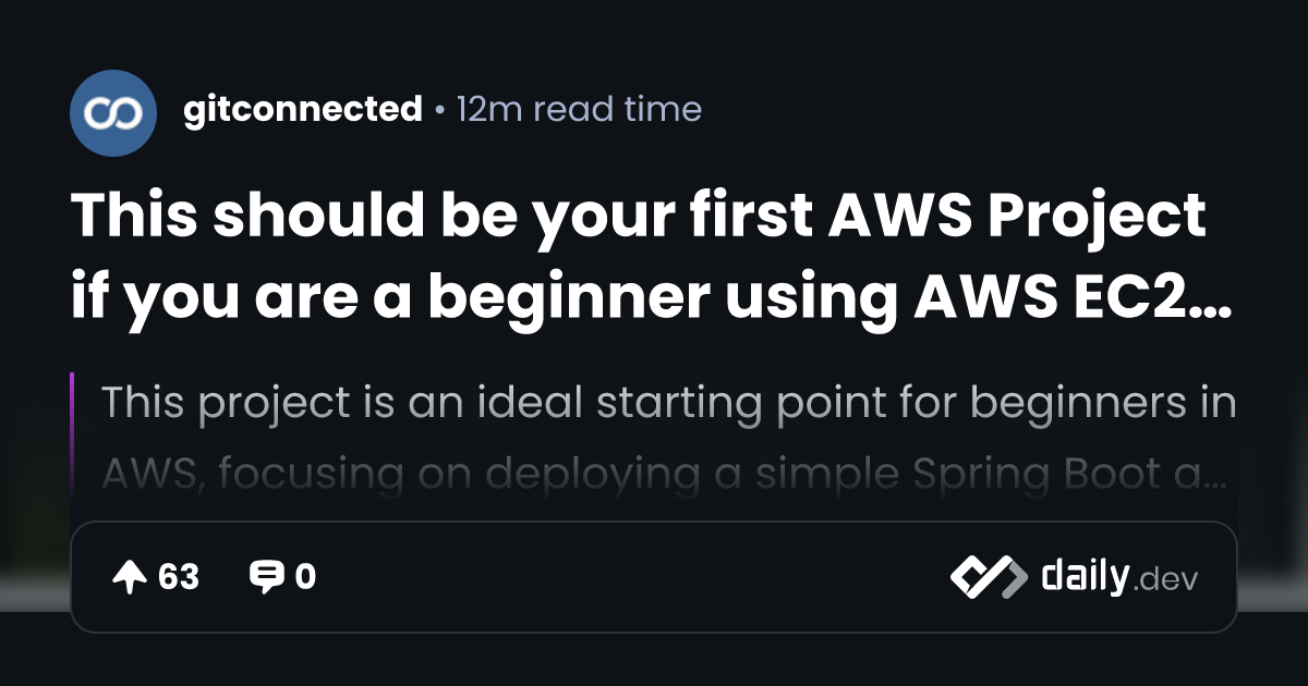 This should be your first AWS Project if you are a...