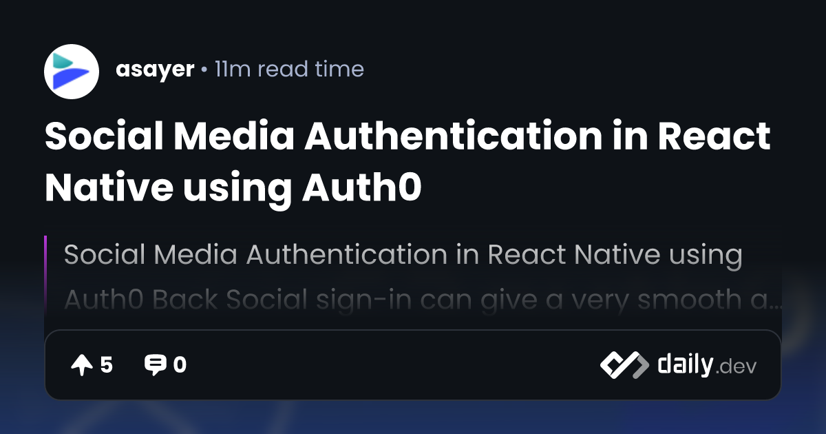 React Native Auth0 Facebook Auth - Auth0 Community