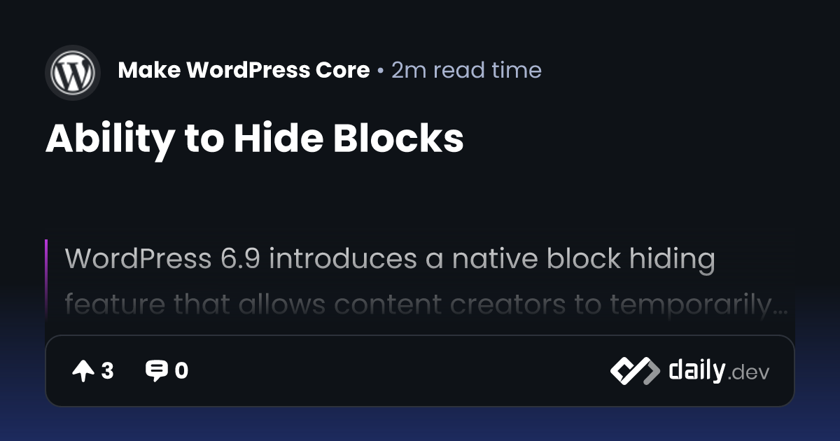 Ability to Hide Blocks | daily.dev