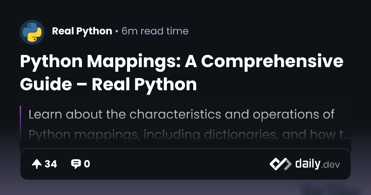 Python Mappings: A Comprehensive Guide – Real Python