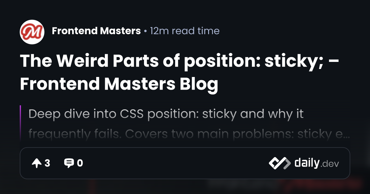 The Weird Parts of position: sticky; – Frontend Masters Blog
