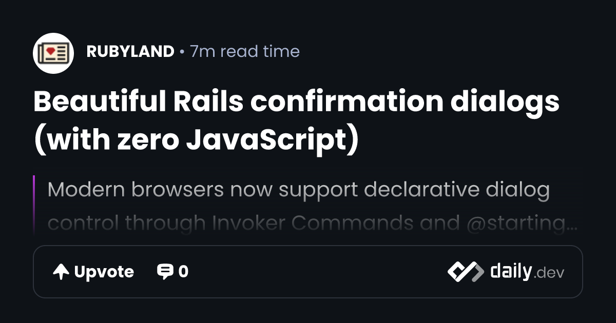 Beautiful Rails confirmation dialogs (with zero JavaScript)
