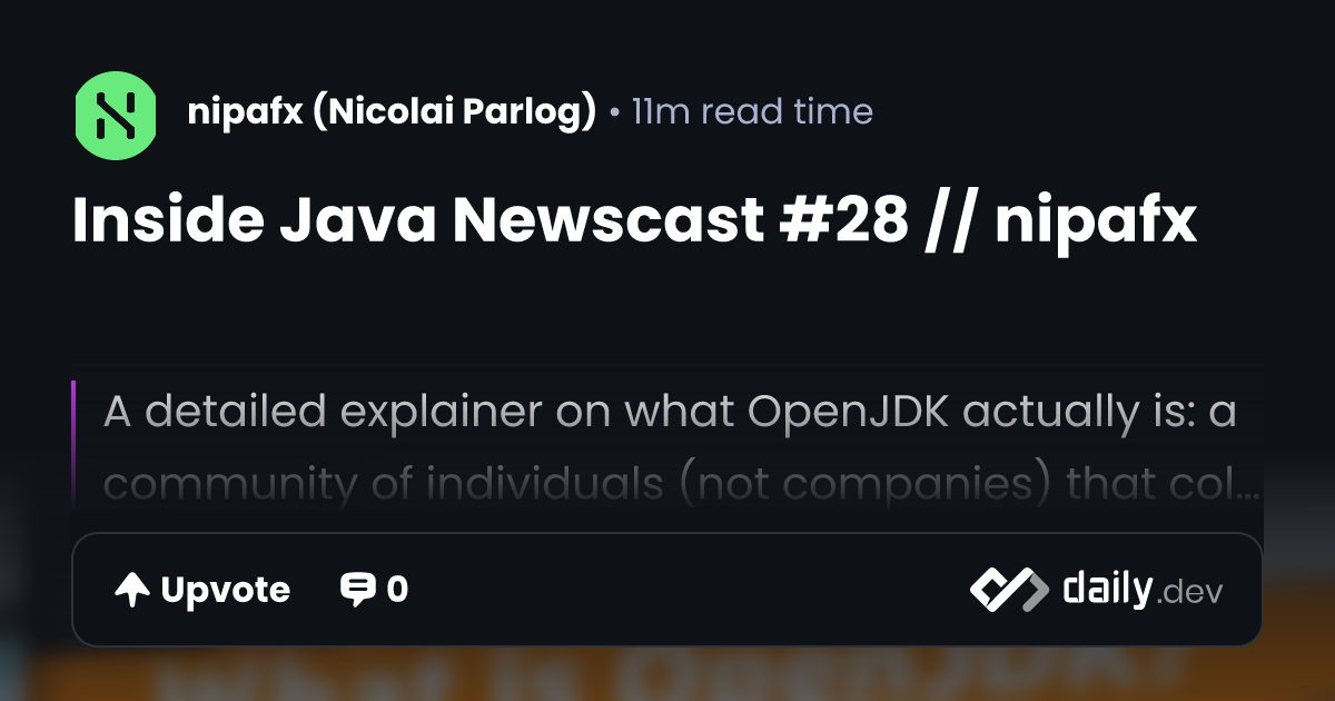 Inside Java Newscast #28 // nipafx | daily.dev