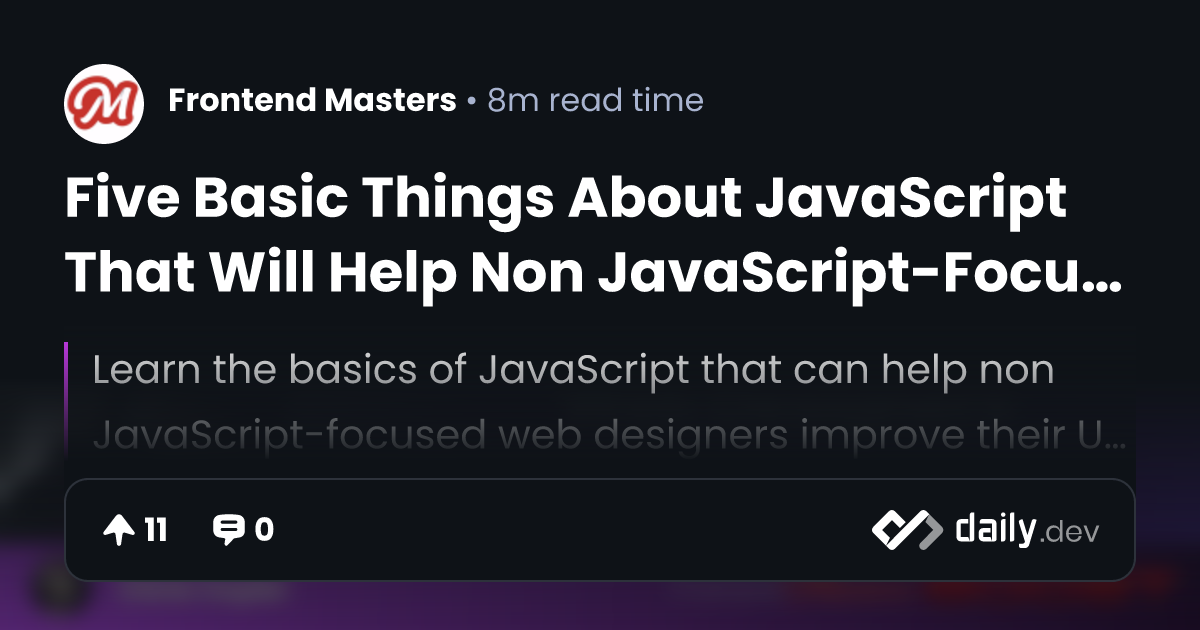 Five Basic Things About JavaScript That Will Help Non...