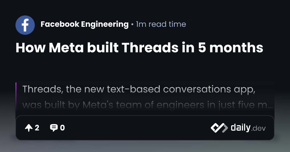 How Meta built Threads in 5 months | daily.dev