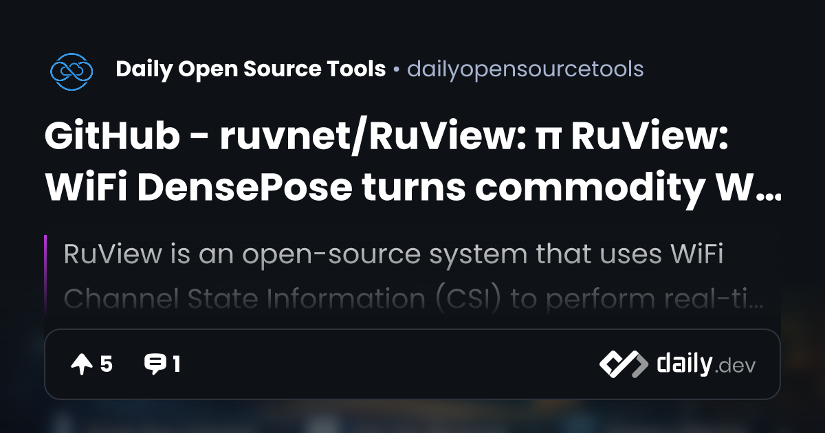 GitHub - ruvnet/RuView: π RuView: WiFi DensePose turns...