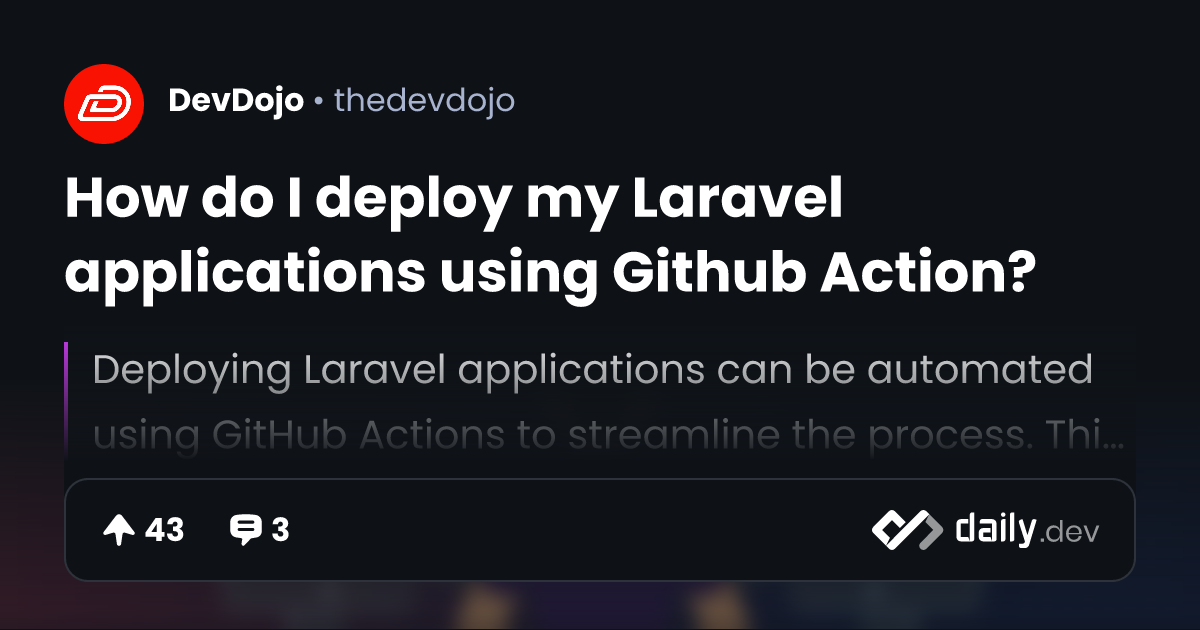 How do I deploy my Laravel applications using Github Action?