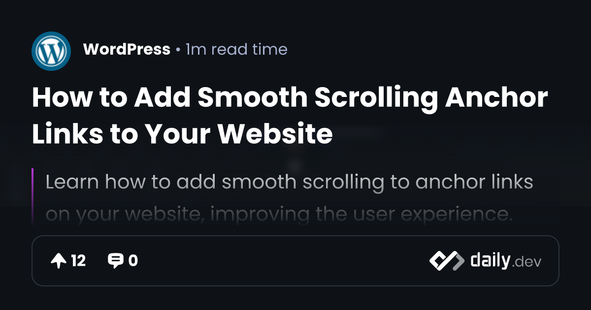How to Add Smooth Scrolling Anchor Links to Your Website