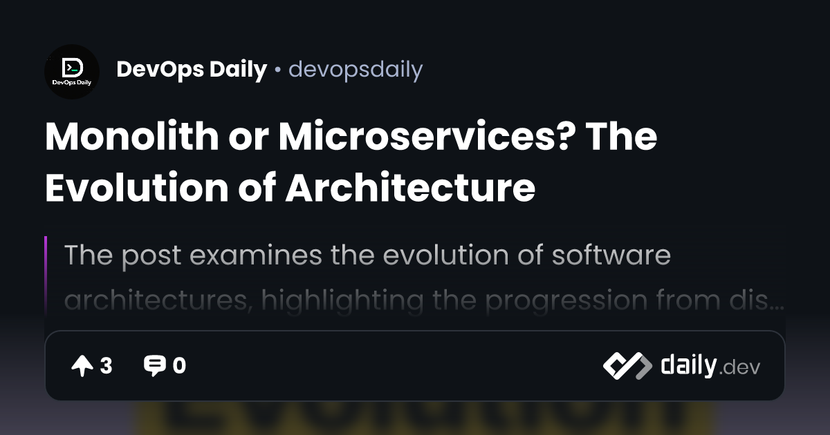Monolith or Microservices? The Evolution of Architecture