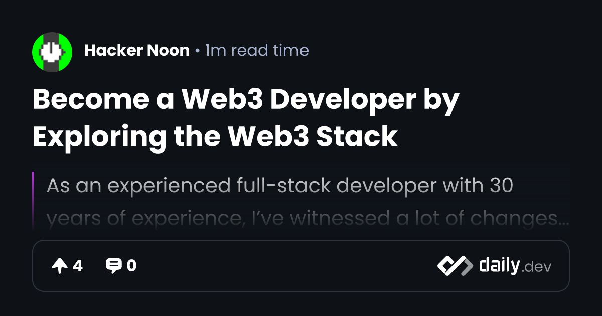 Become a Web3 Developer by Exploring the Web3 Stack