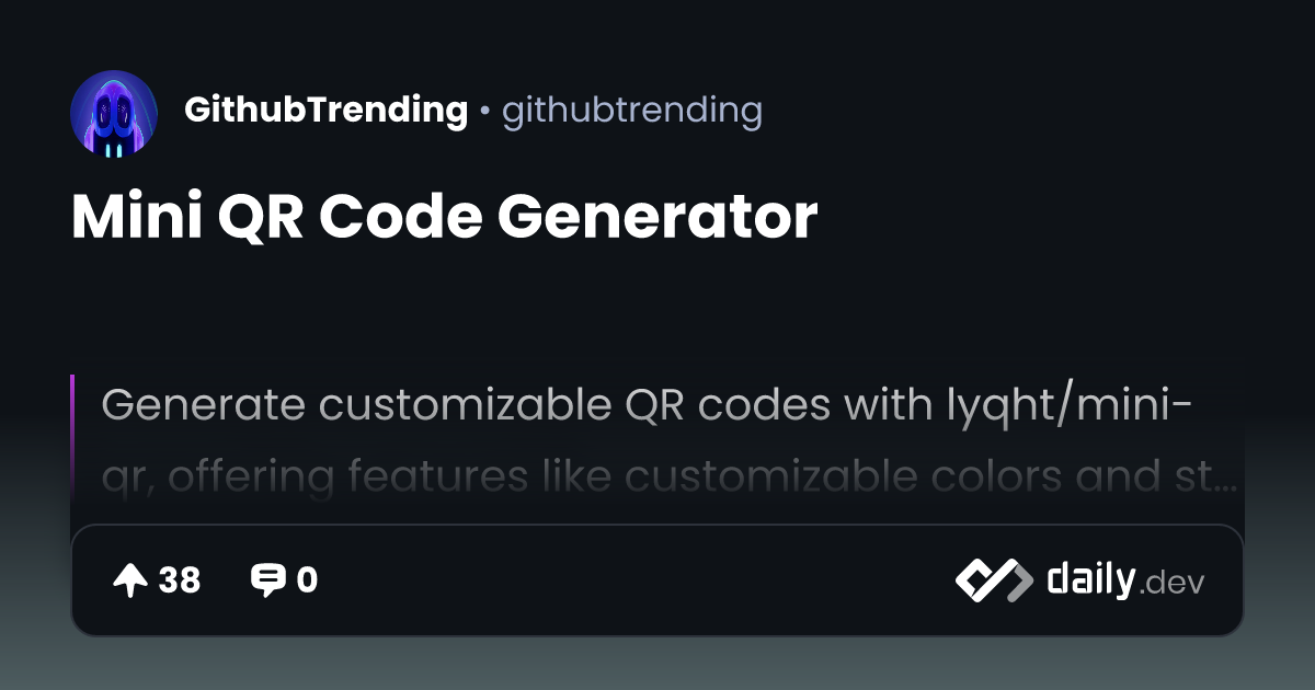 Mini QR Code Generator | daily.dev